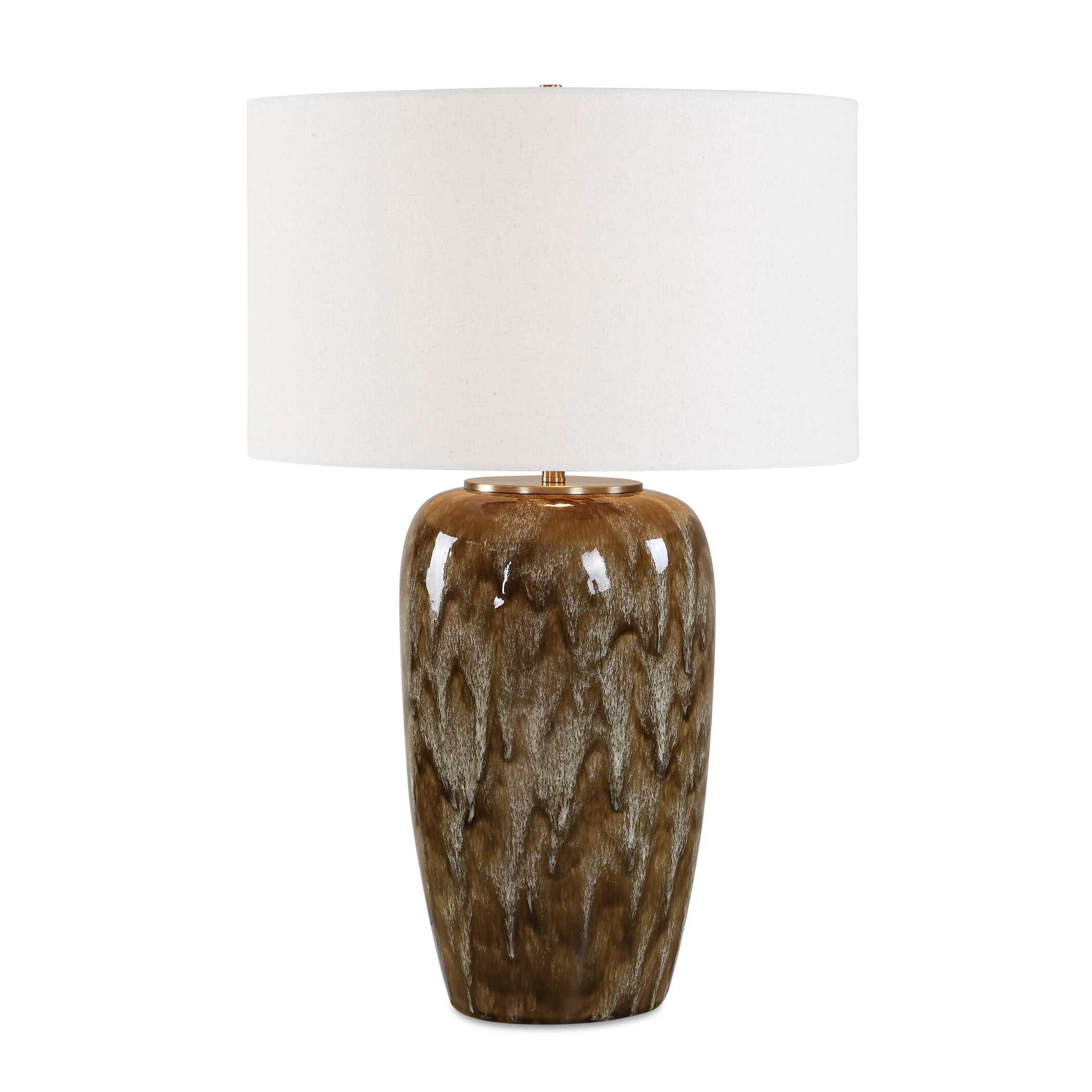 Torrence - Glazed Table Lamp - Brown / White