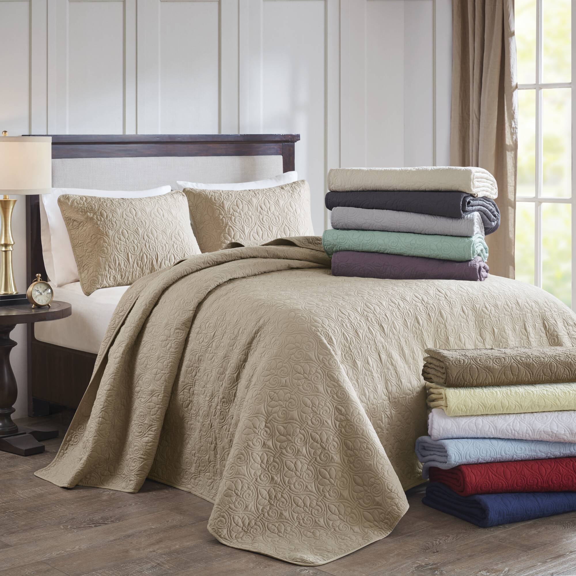 Quebec - King Reversible Bedspread Set - Gray