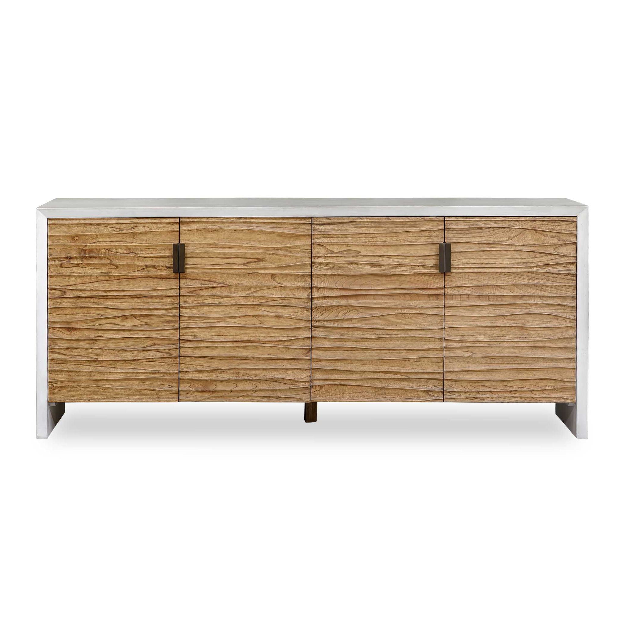 Brinson - Carved Wood 4 Door Cabinet - White / Woodtone