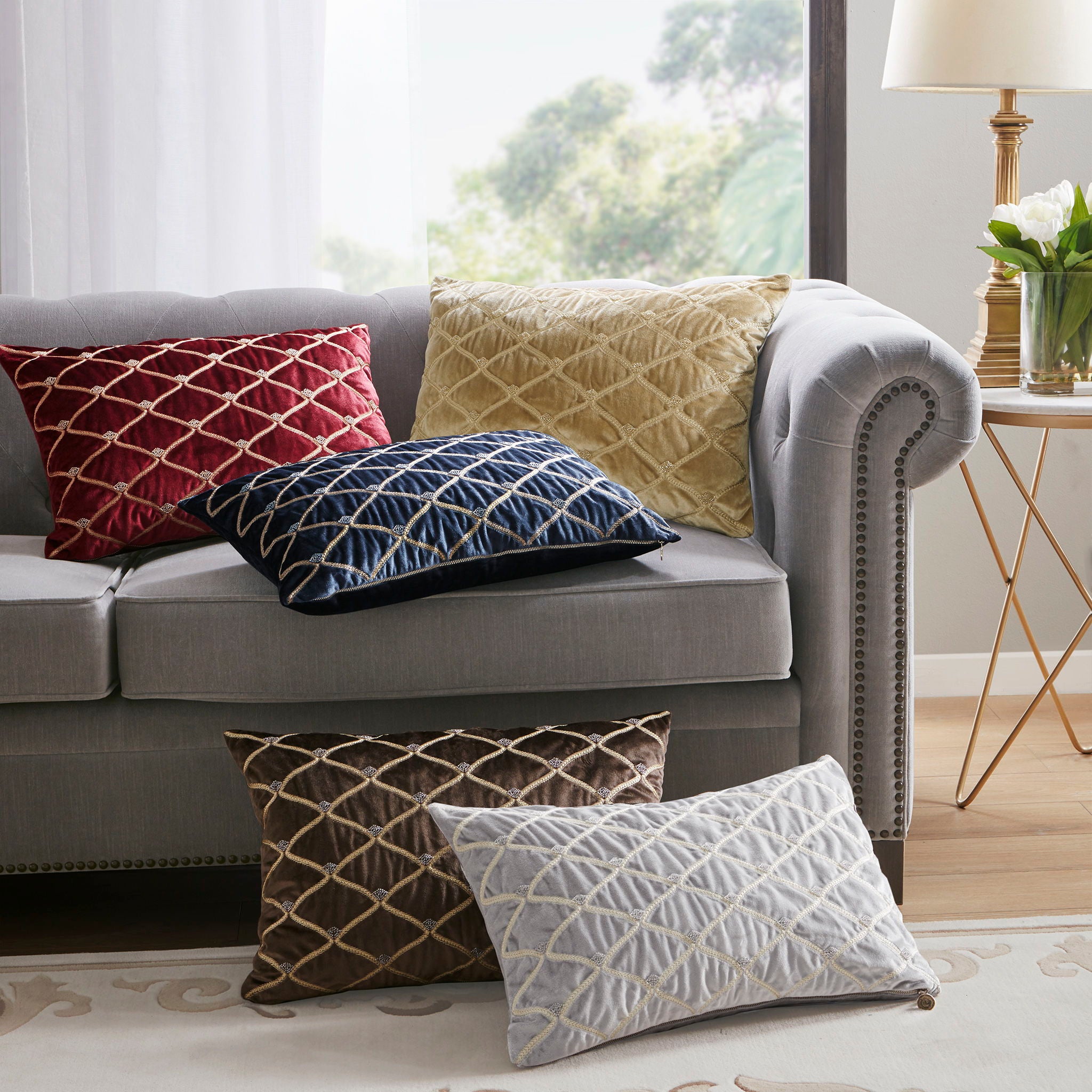 Aumont - Oblong Decor Pillow - Silver