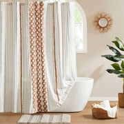 Imani - Printed Shower Curtain With Chenille - Rose Clay