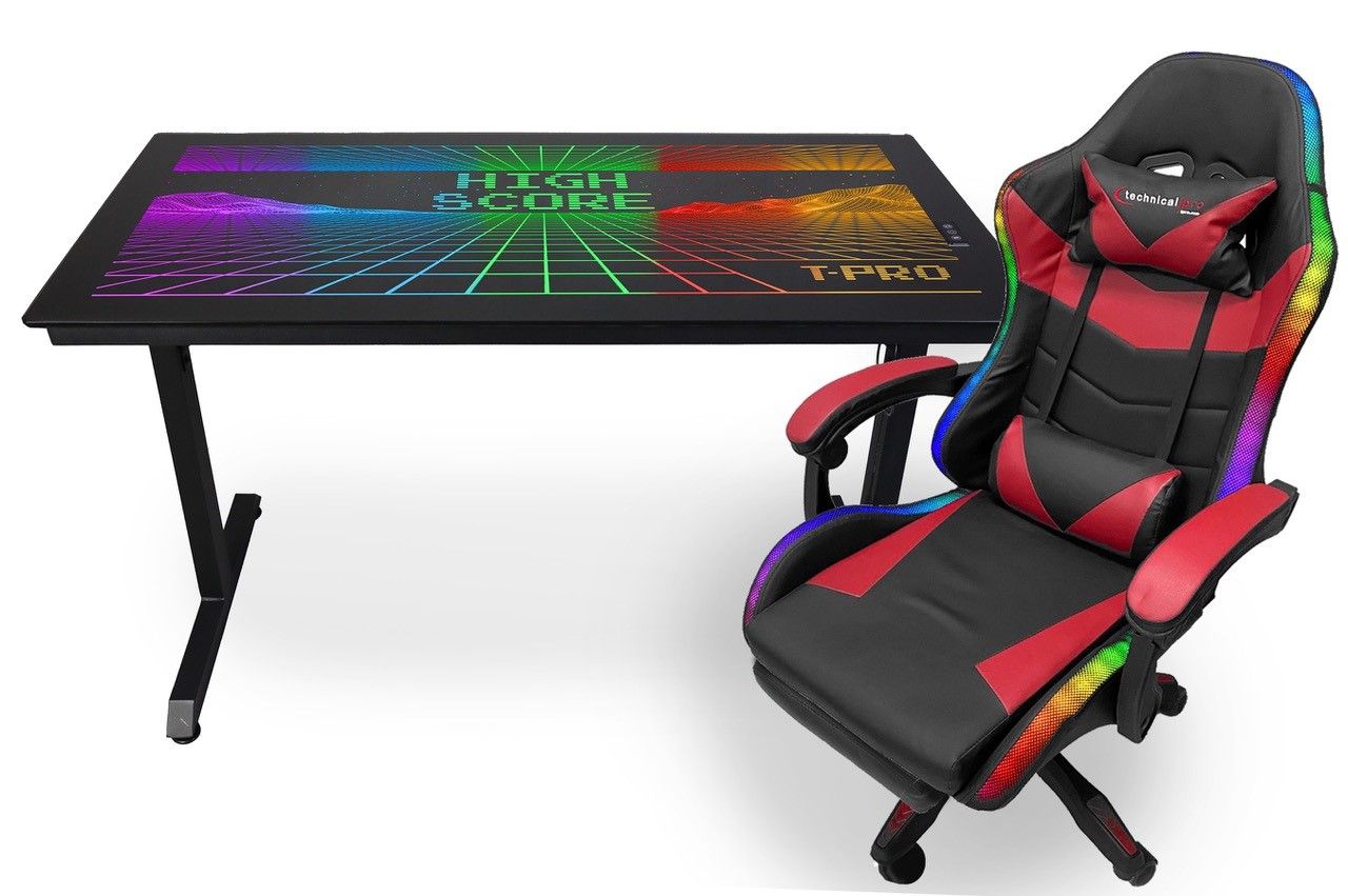 Gaming Desk And Chair - Red & Black