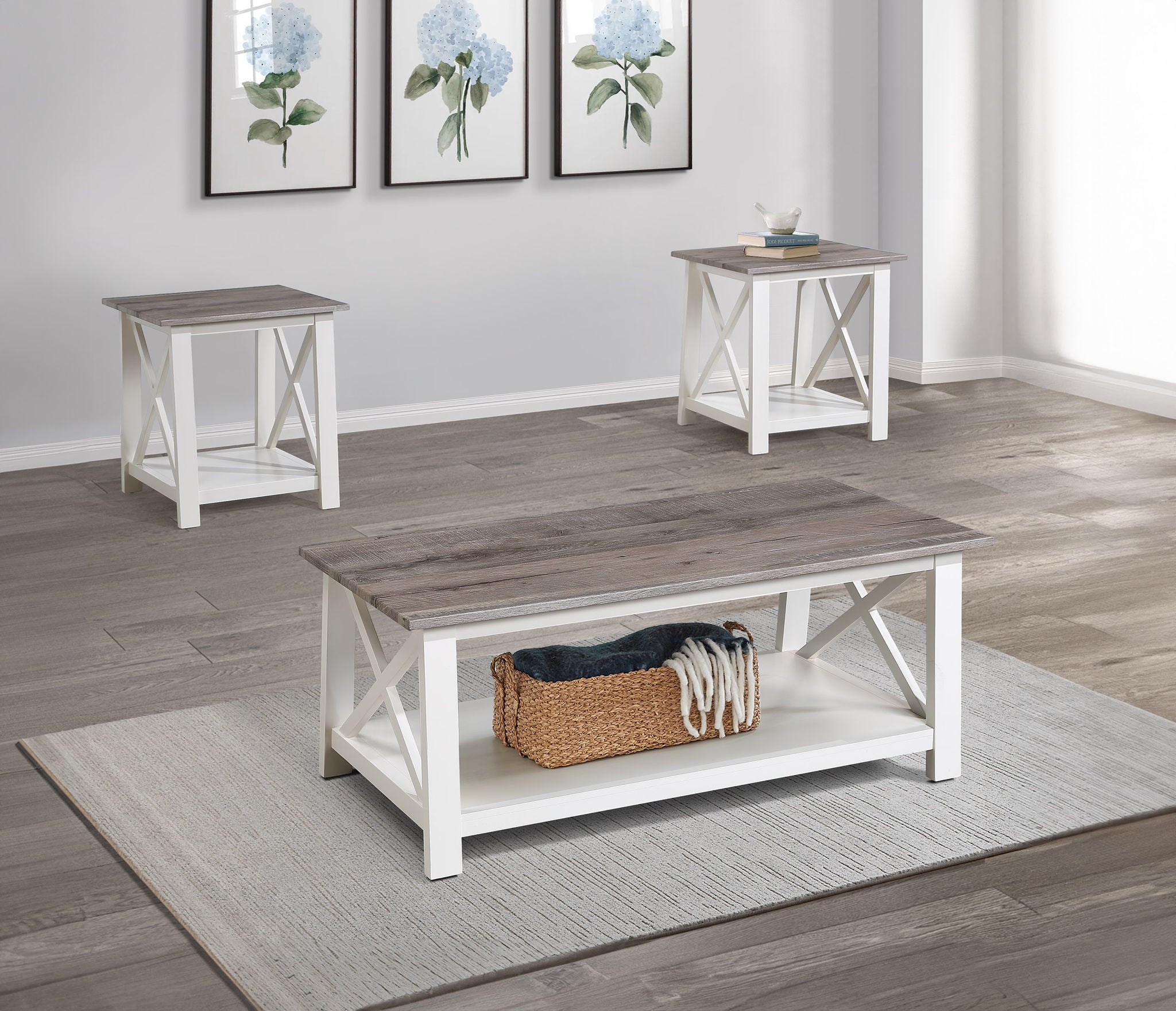Thelma - 3 Piece Cocktail Set - White / Light Brown