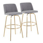 Toriano - Contemporary Fixed Height Barstool With Swivel And Round Footrest (Set of 2) - Gray