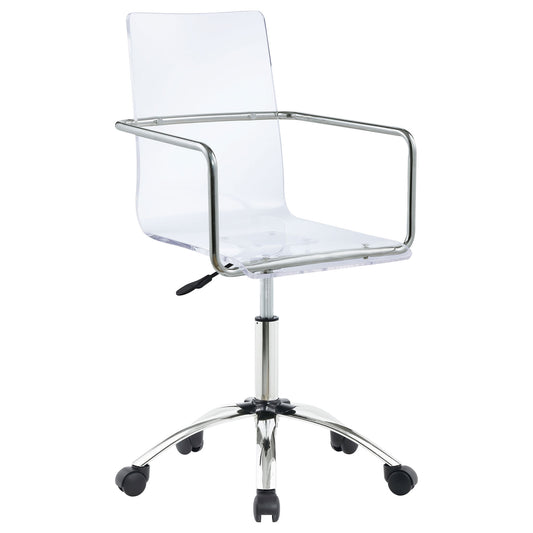 Clear Office Chair With Caster Wheels Futuristic Design, Adjustable Height - Clear