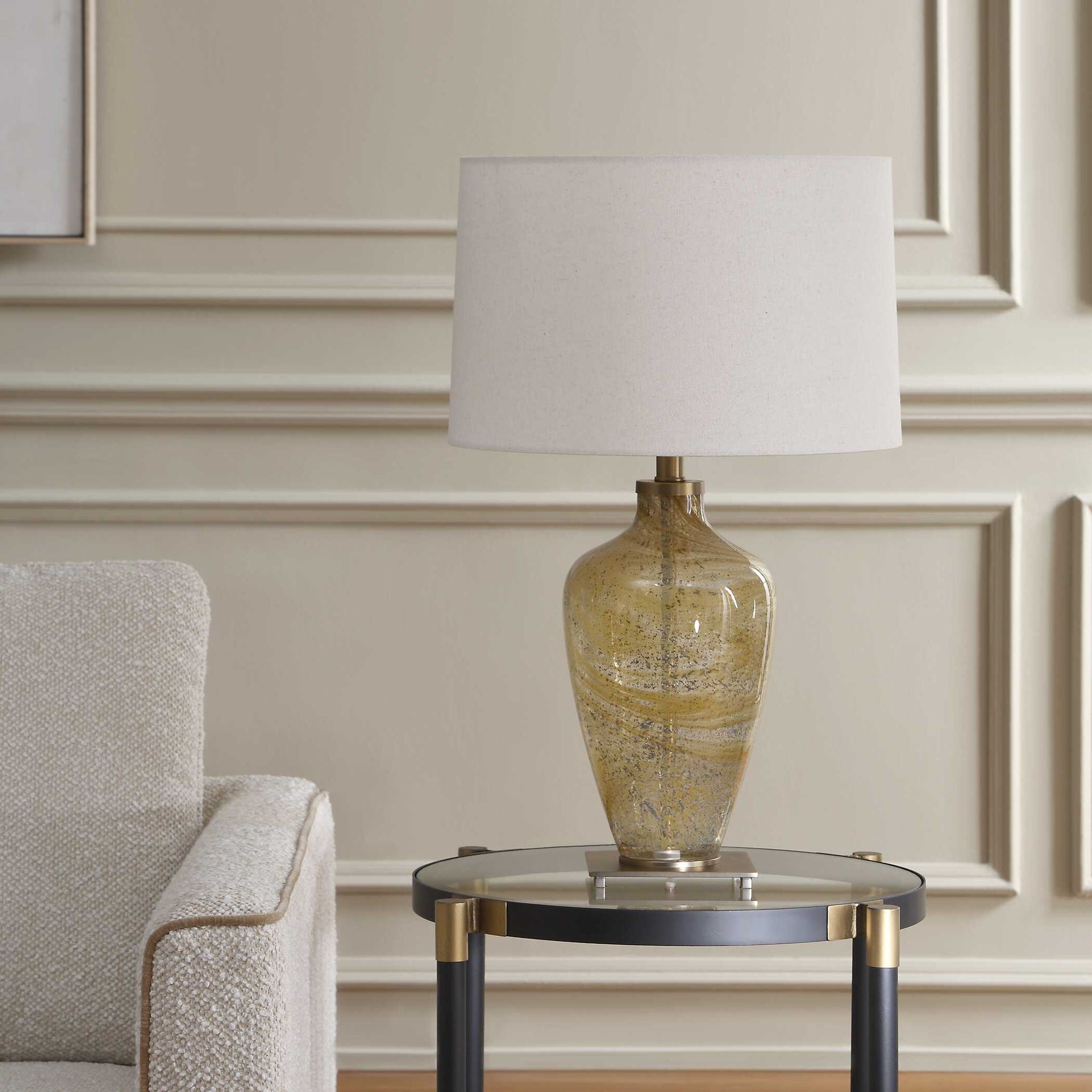 Rainer - Blown Glass Table Lamp - Brown / White