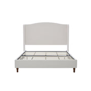 Hannah - Upholstered Wingback Bed Size / Tall Headboard Upholstered King Bed / Premium Textured Look / Minimalist Designs / No Box Spring Needed