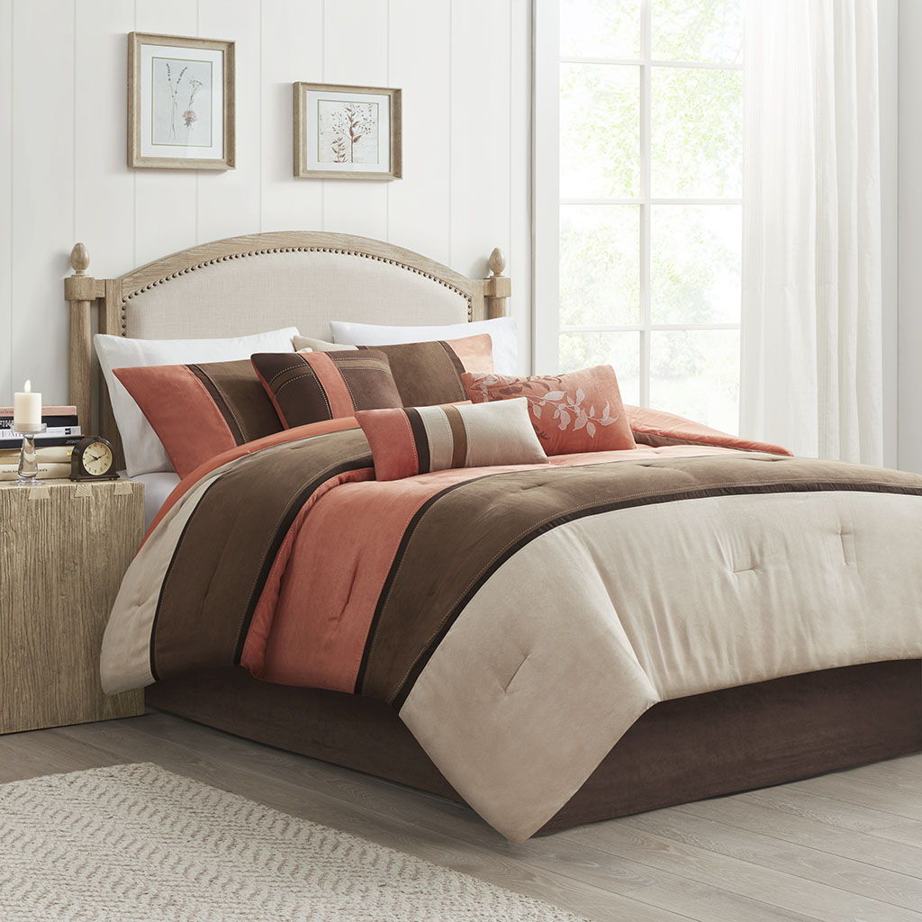 Palisades - Queen 7 Piece Comforter Set - Coral