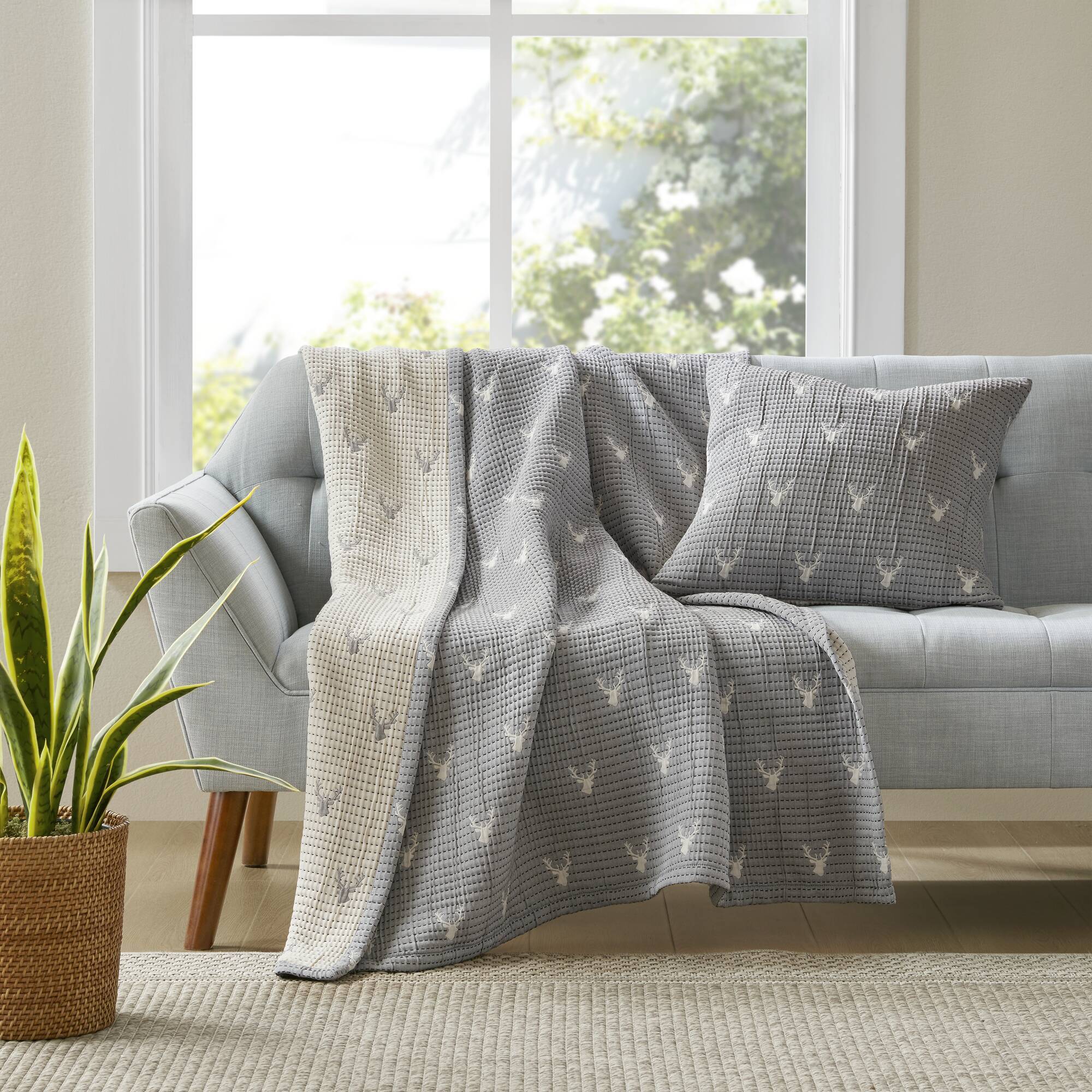 Keystone - Throw / Pillow Set - Gray