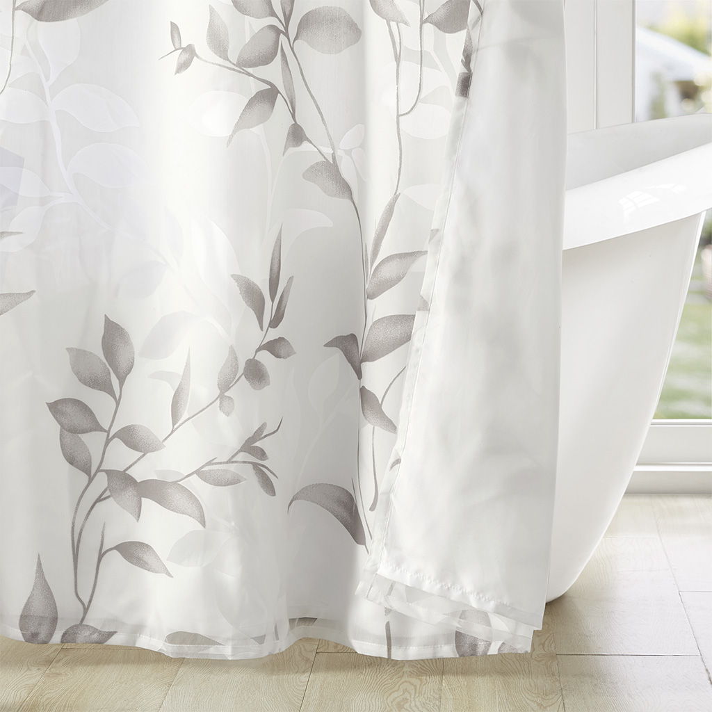 Cecily - 72" Burnout Printed Shower Curtain - Gray