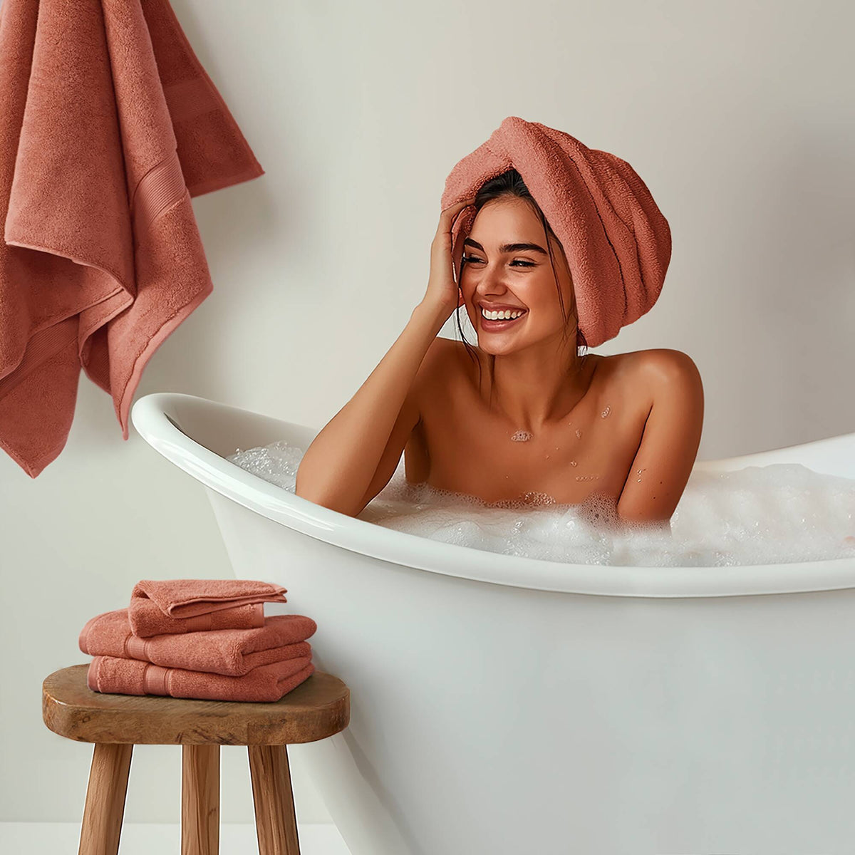 800GSM - 8 Piece Antimicrobial Towel Set - Coral