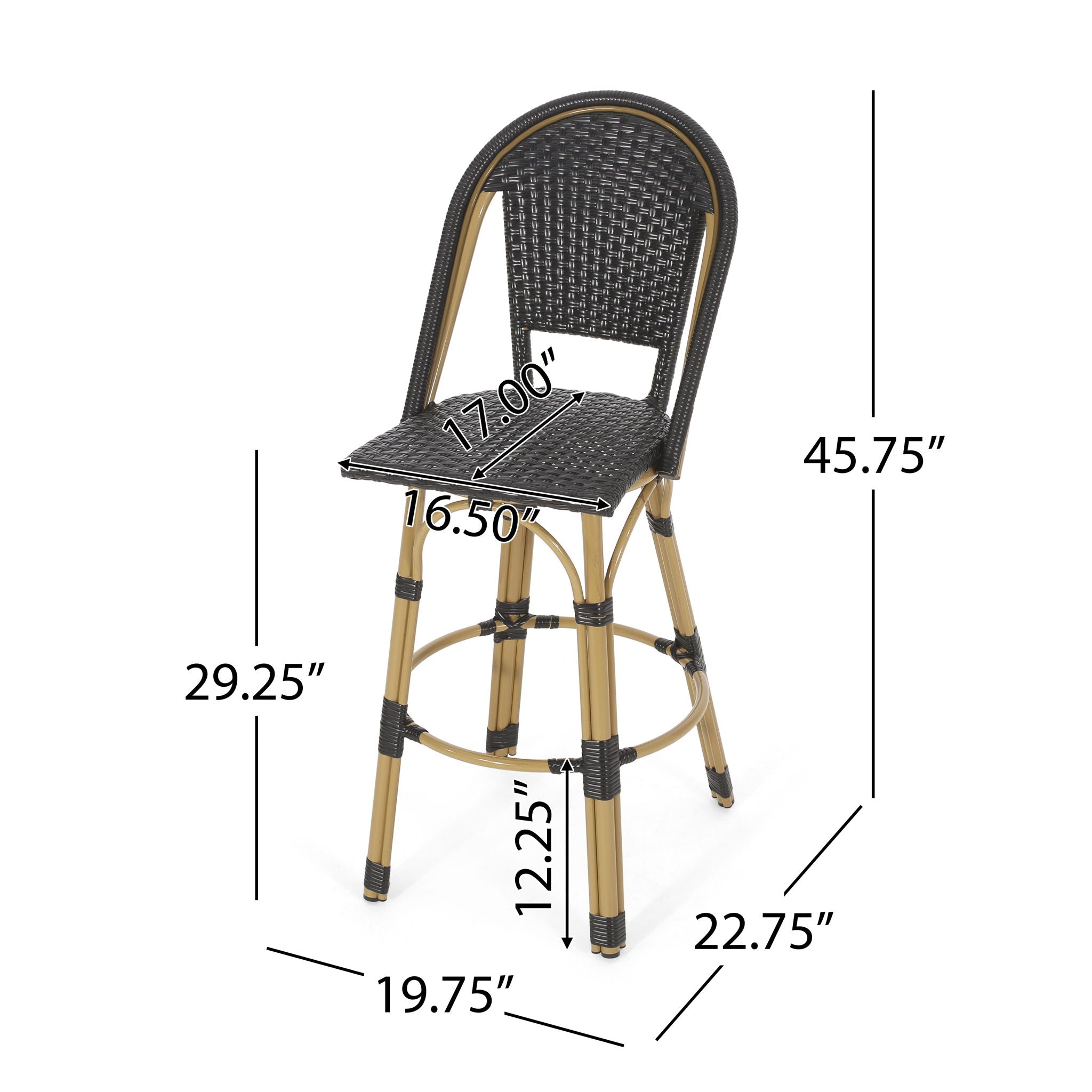 Outdoor Rattan And Aluminum French Barstools (Set of 2)