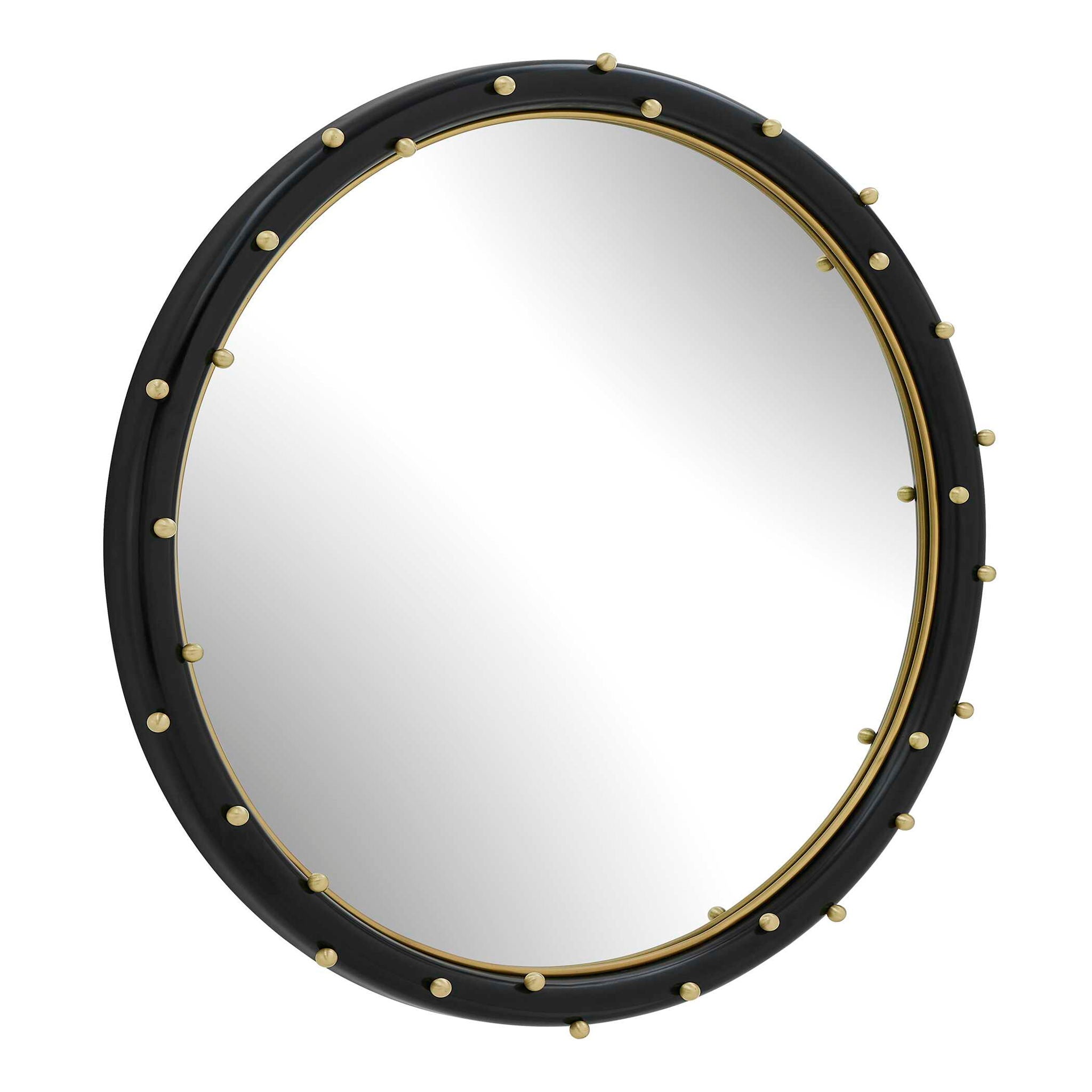 Helia - Round Mirror - Black / Brass