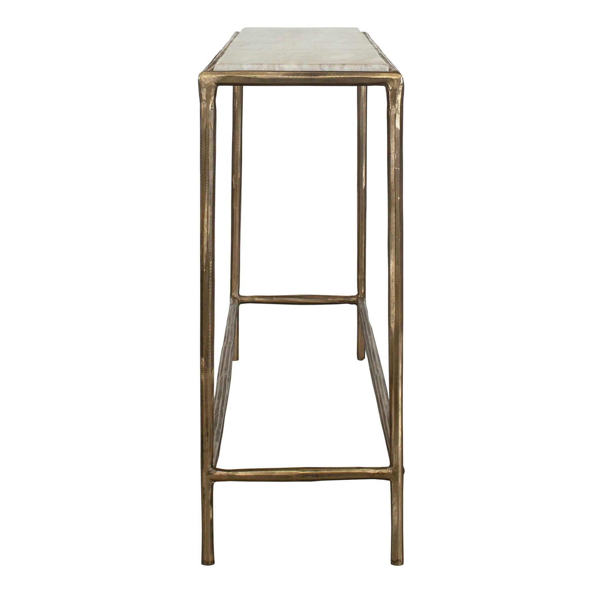 Minerva - Marble Top Console Table - Brass / Gray / White