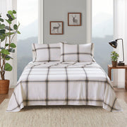 Flannel - 4 Piece King Sheet Set - Tan Plaid