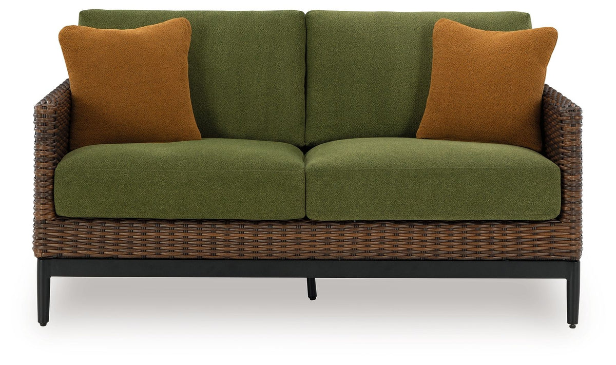 Horizon Hall - Loveseat With Cushion - Brown / Green