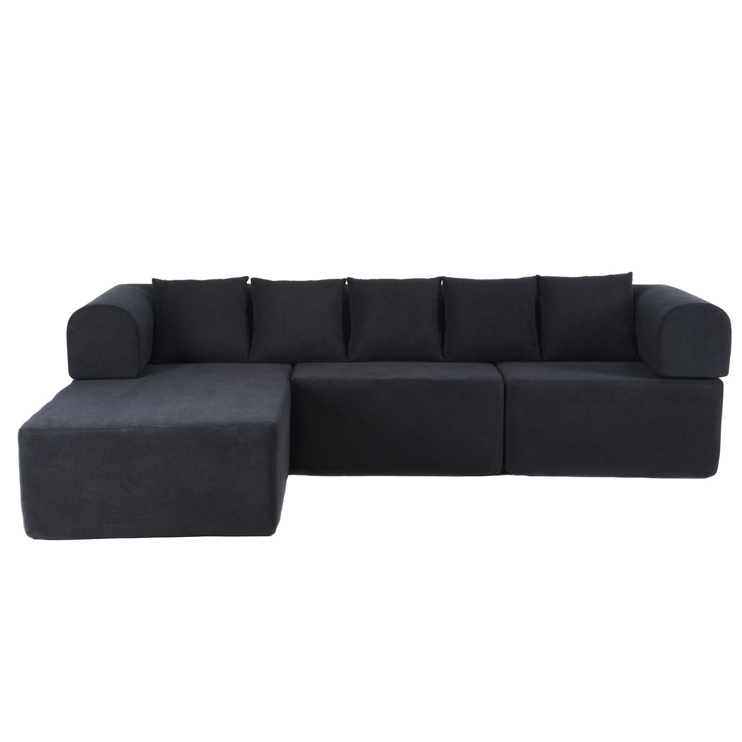Modular L-Shaped Sectional Sofa With Deep Seat, Movable Chaise & 5 Pillows