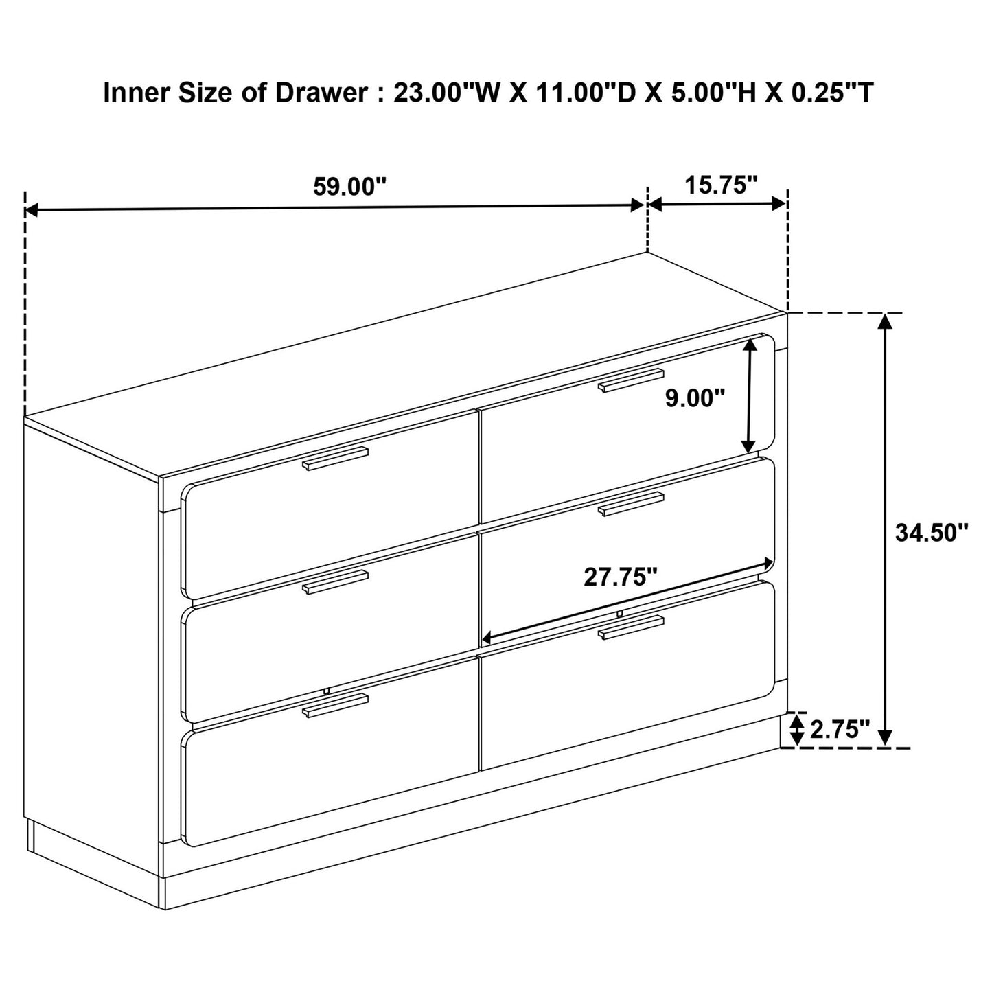 Sophia - 6 Drawer Dresser