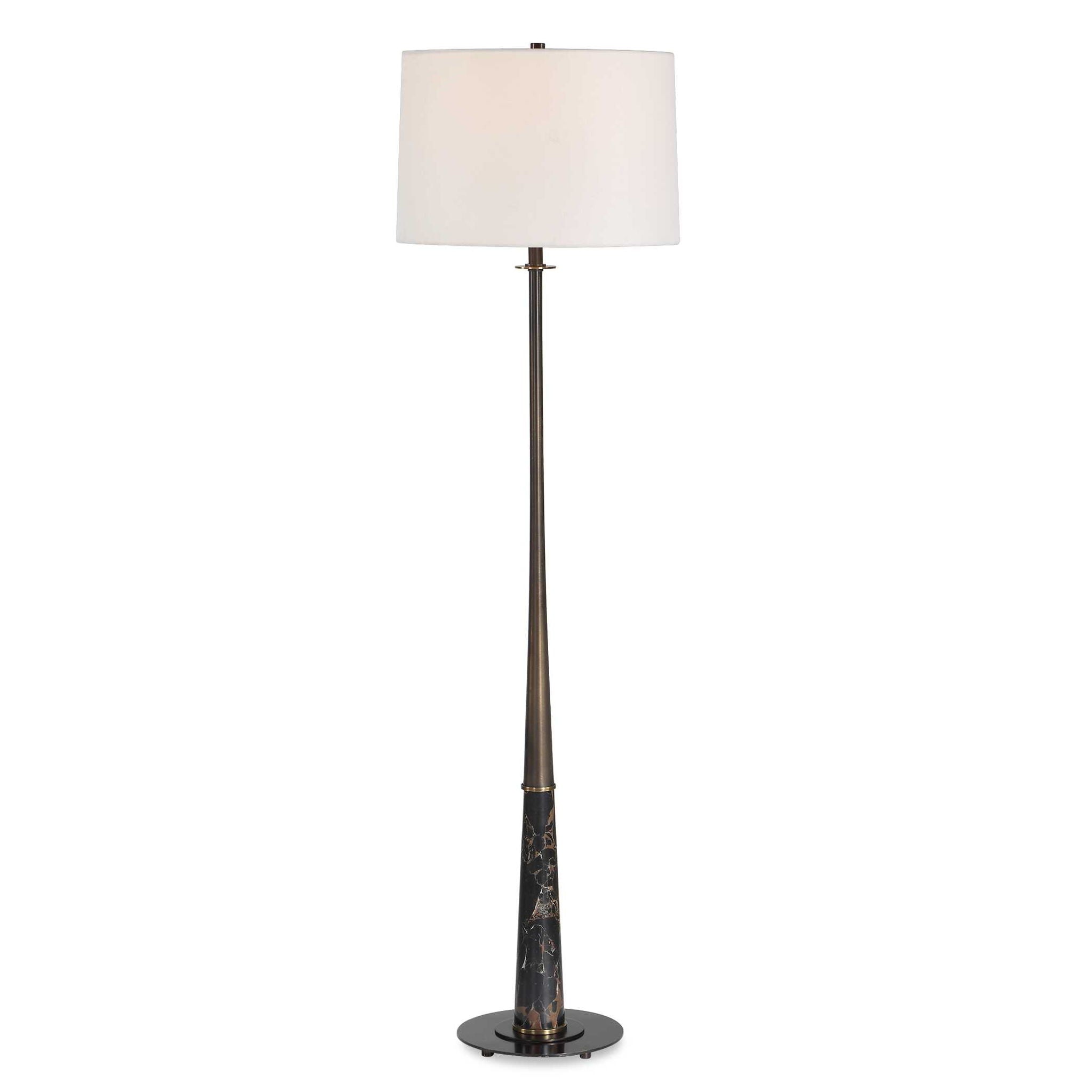 Tallarico - Brass & Marble Floor Lamp - Black / Bronze / Brown