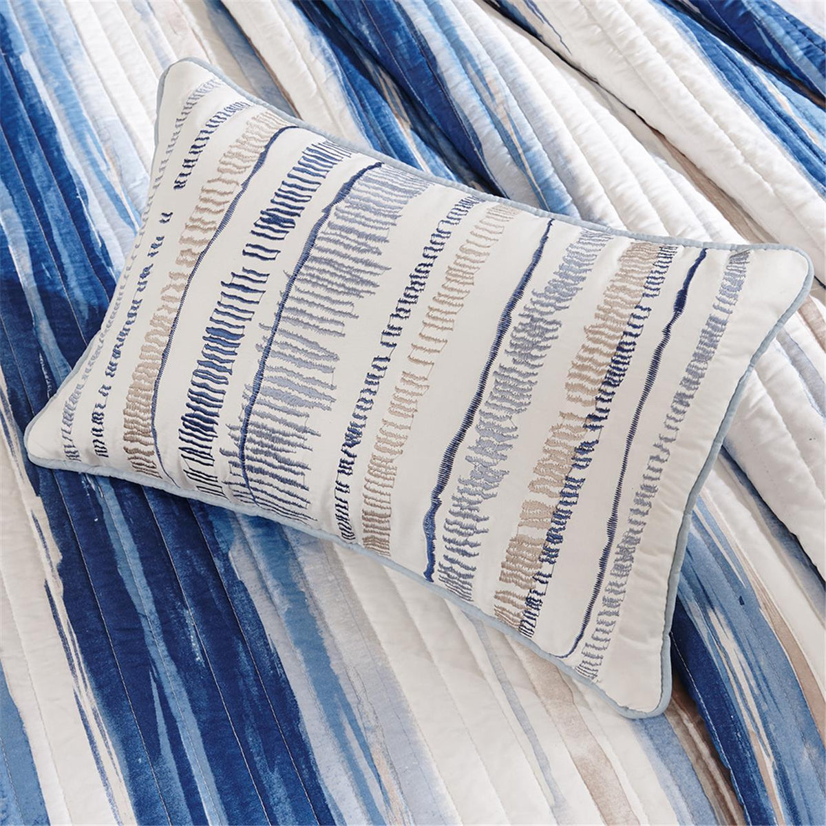 Marina - 6 Piece Reversible Coverlet Set - Blue