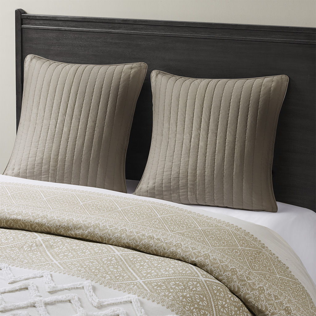 Camila - Quilted Euro Sham - Taupe