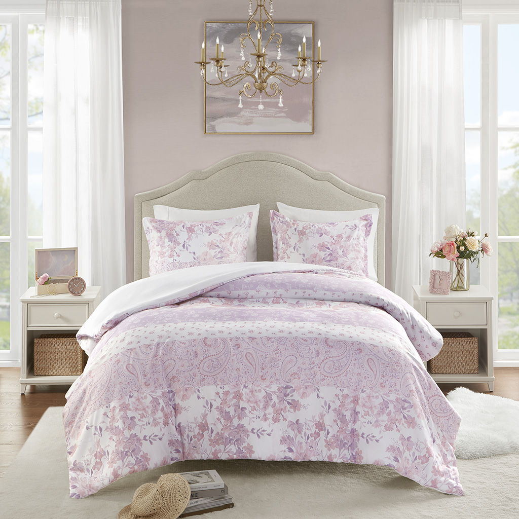Oliena - Floral Paisley Duvet Cover Set - Pink