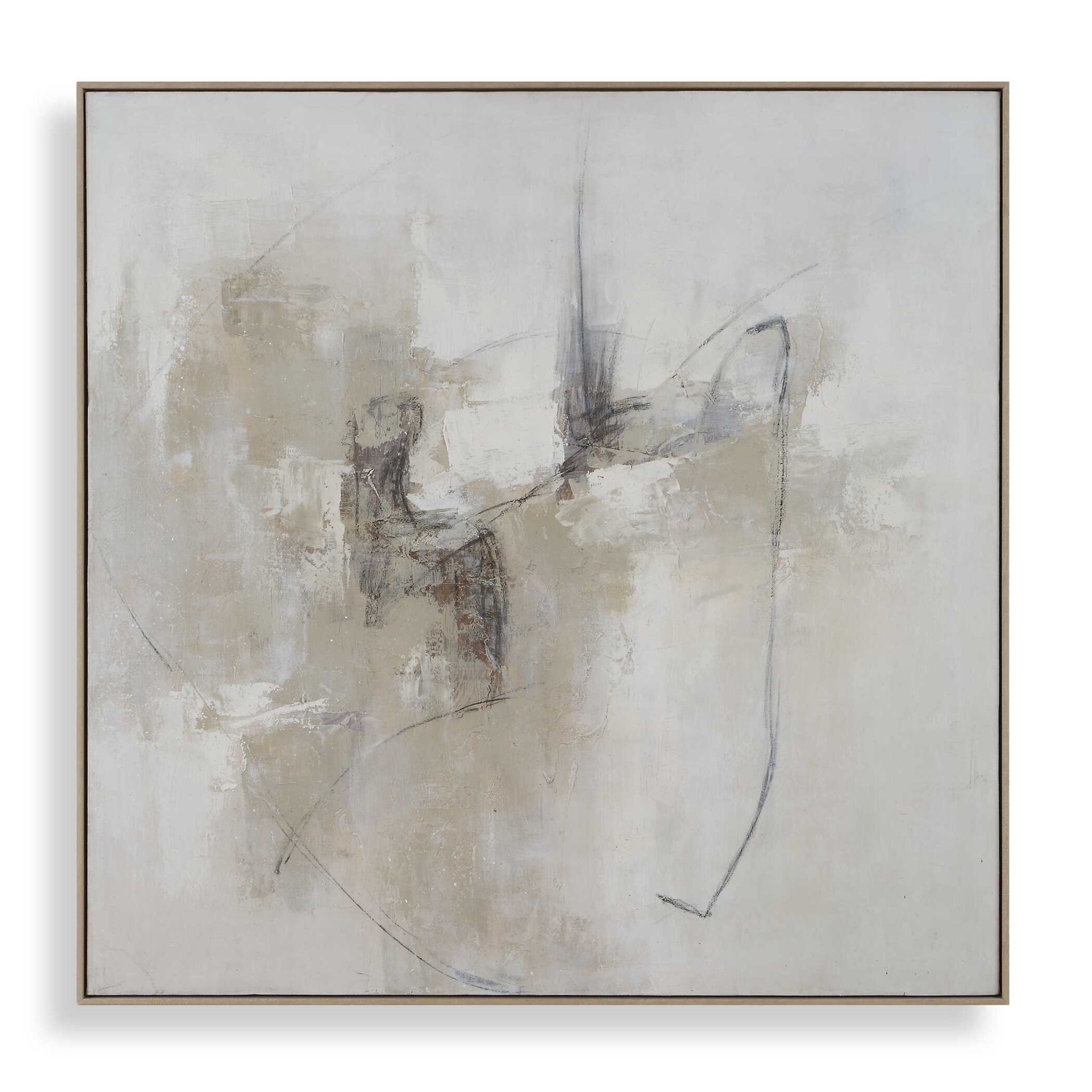 Still Crossing - Abstract Painting - Black / Brown / Gray / White