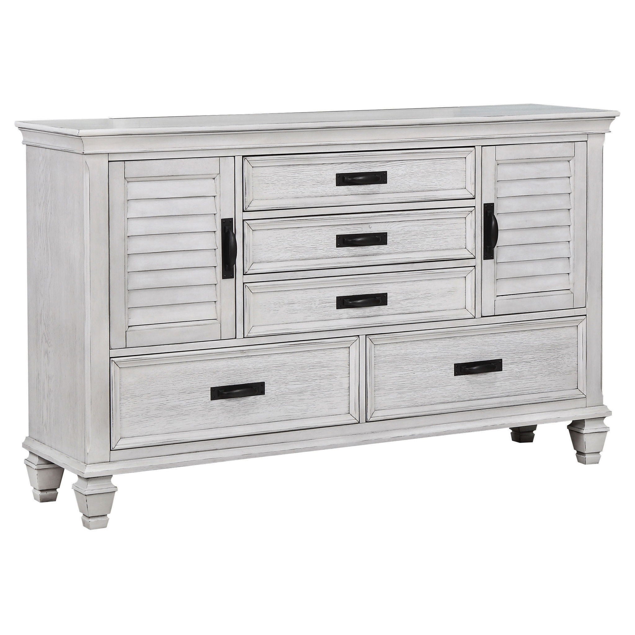 Lockeford - 5 Drawer Dresser With Side Cabinets - White