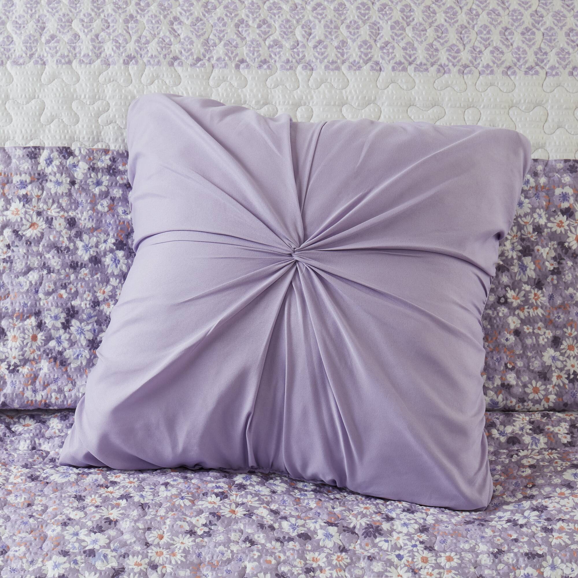 Caralie - Full/Queen 4 Piece Seersucker Quilt Set With Throw - Purple