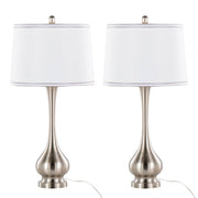 Cairo - Contemporary Table Lamp (Set of 2) - Nickel / White / Silver Trim