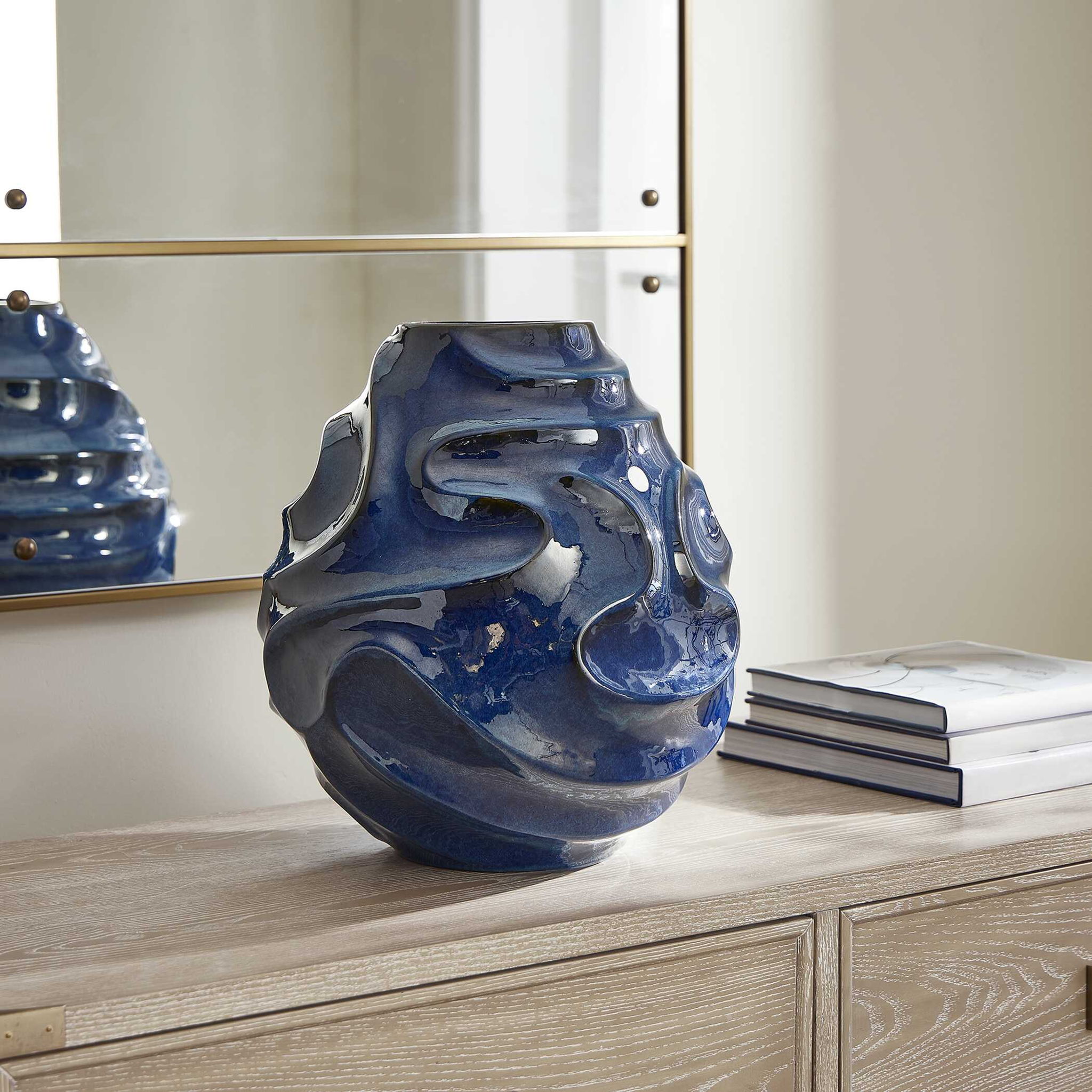 Helix Swirl - Outdoor Vase - Blue