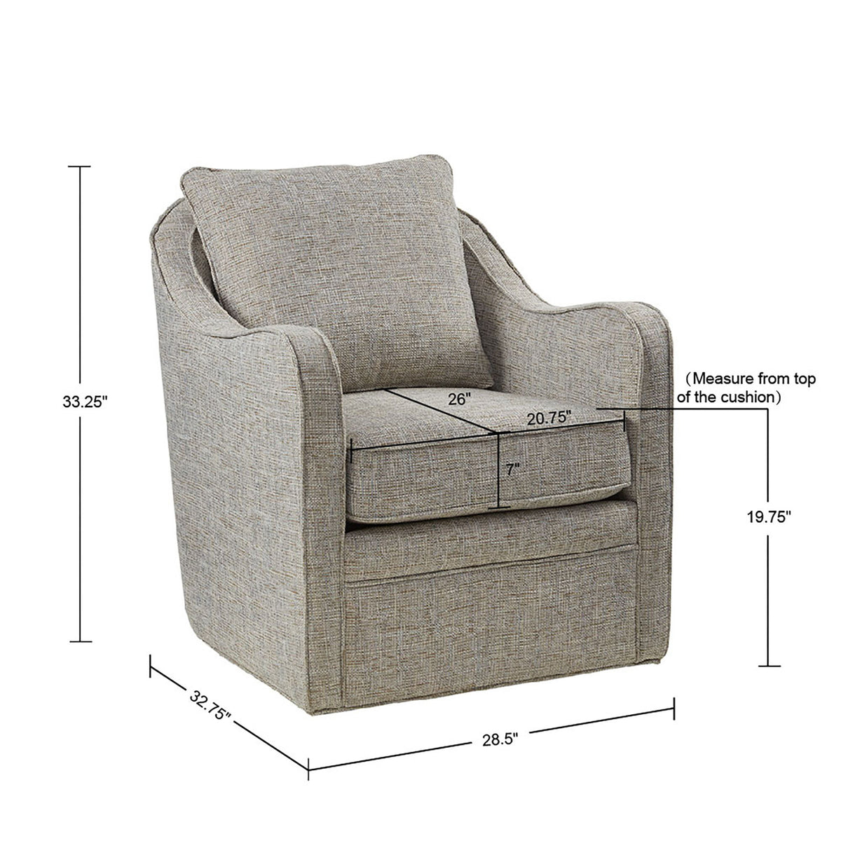 Brianne - Wide Seat Swivel Arm Chair - Gray Multi
