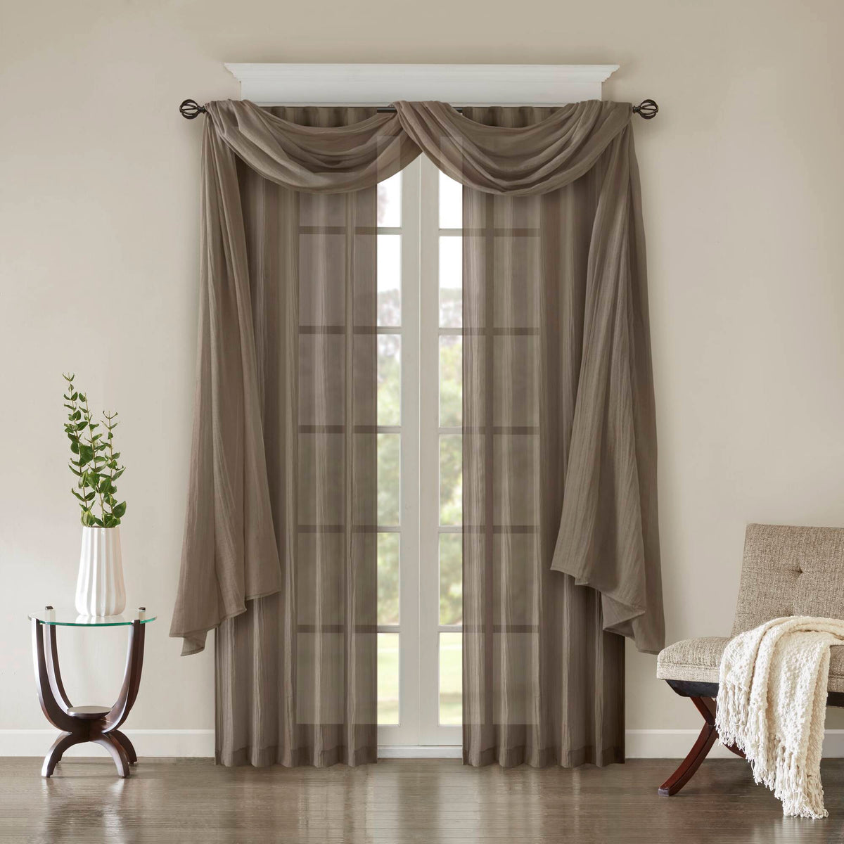 Harper - 84" Solid Crushed Window Panel Pair - Taupe