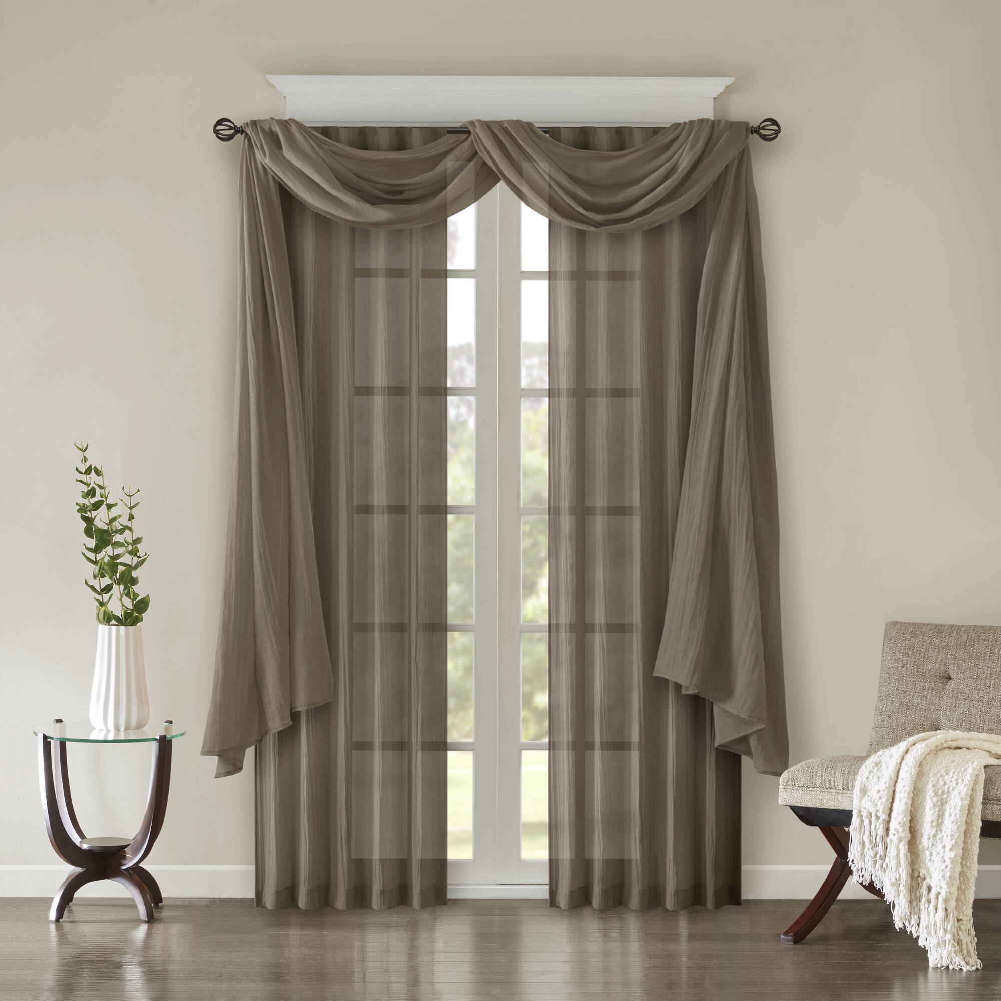 Harper - Solid Crushed Window Panel Pair - Taupe