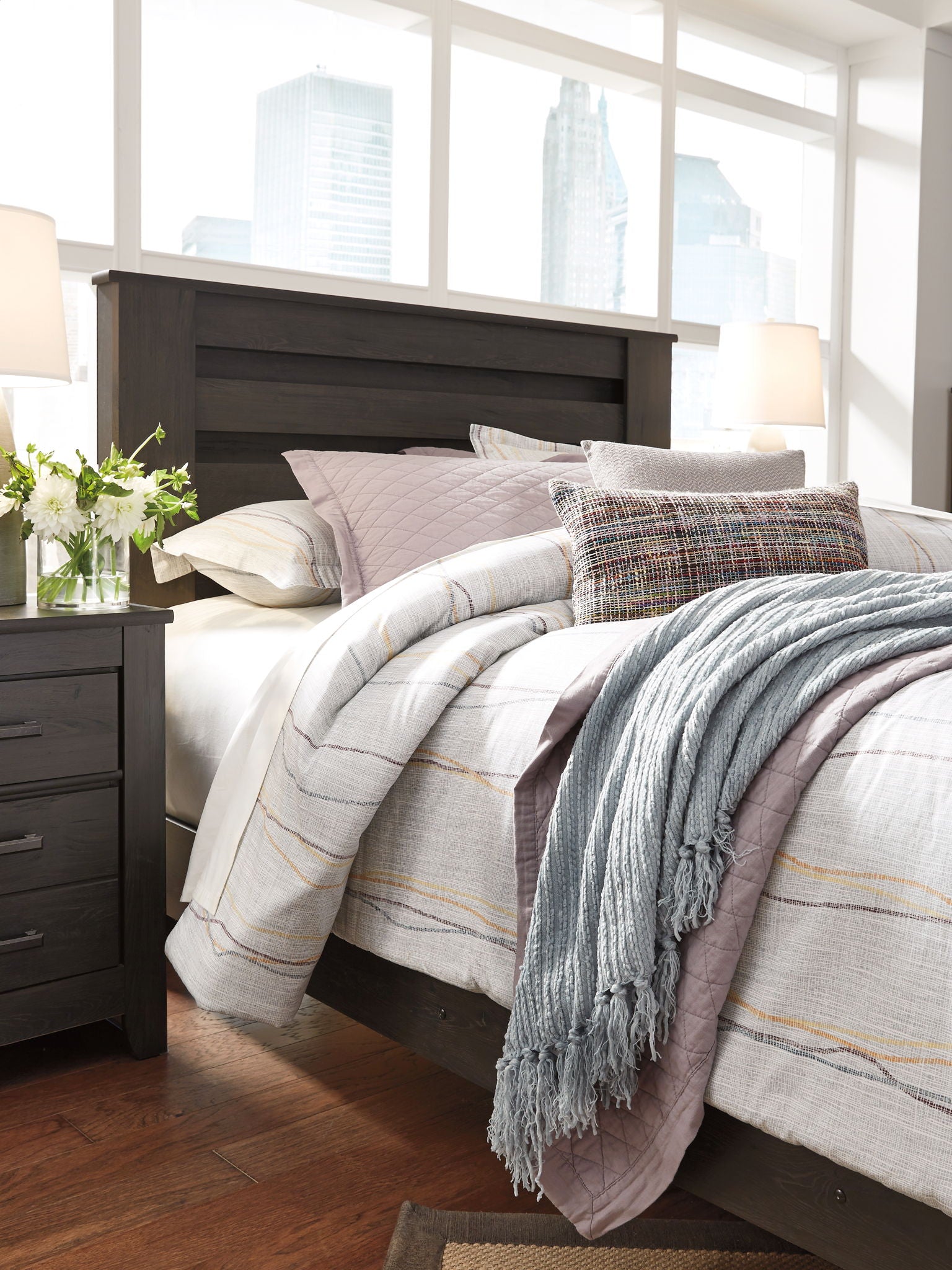 Brinxton - Queen Panel Headboard - Charcoal