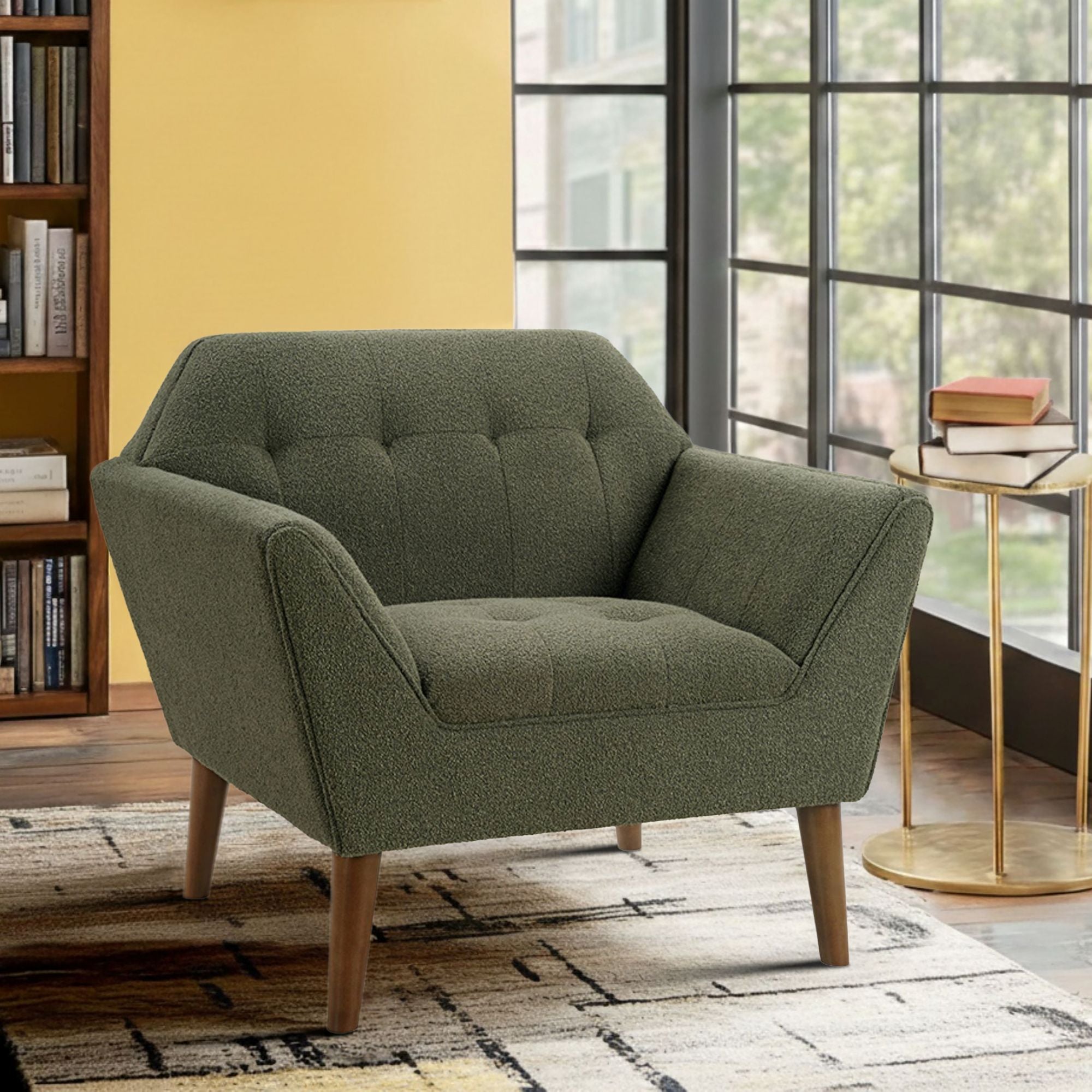 Newport - Wide Mid-Century Modern Lounge Chair - Green