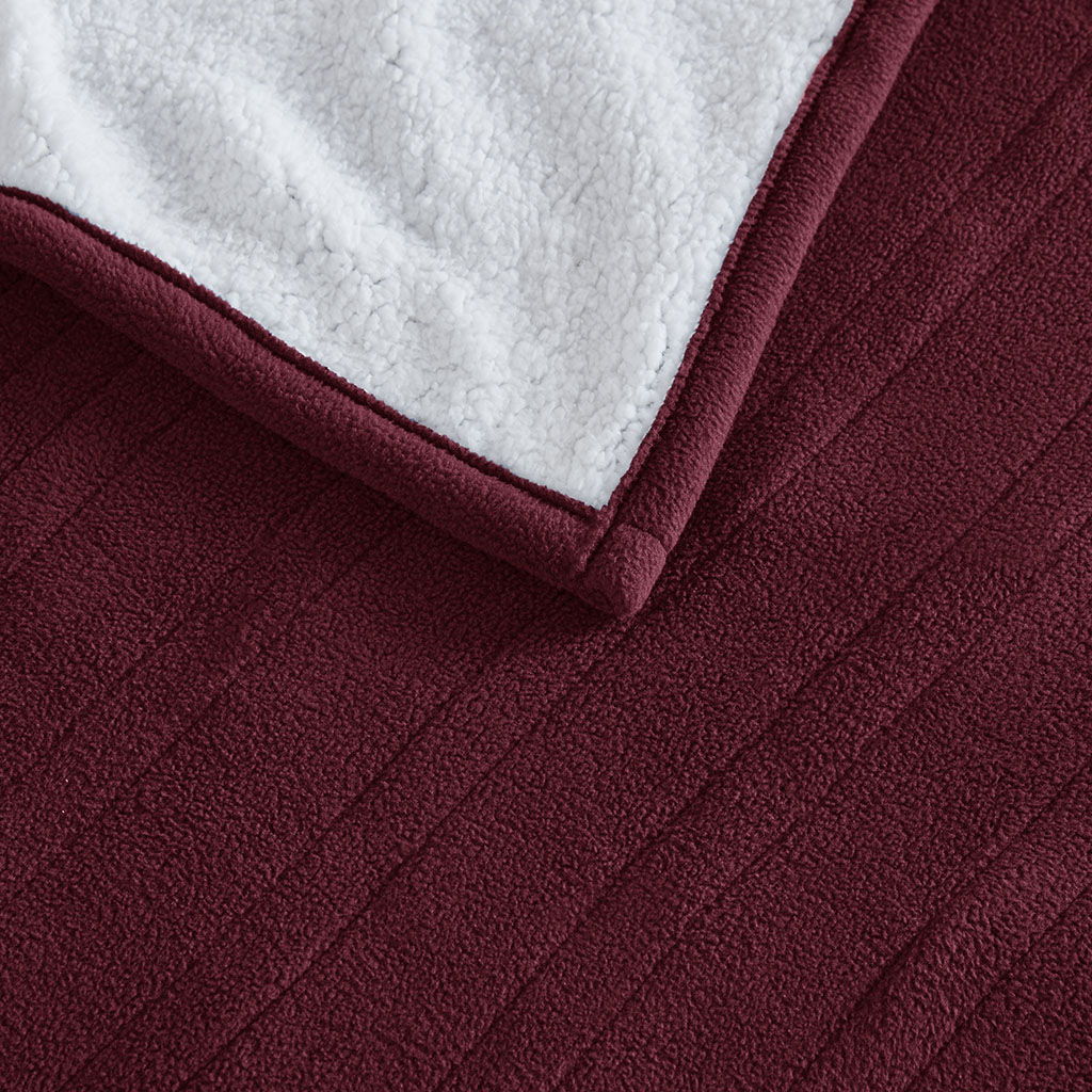 Fleece to Sherpa - Queen Heated Blanket - Burgundy