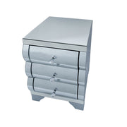Nightstand With 3 Drawers, Bedside Table For Bedroom - Silver