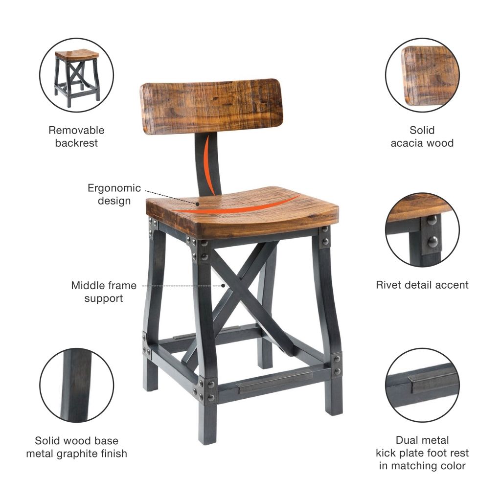 Lancaster - Counter Stool With Back - Amber