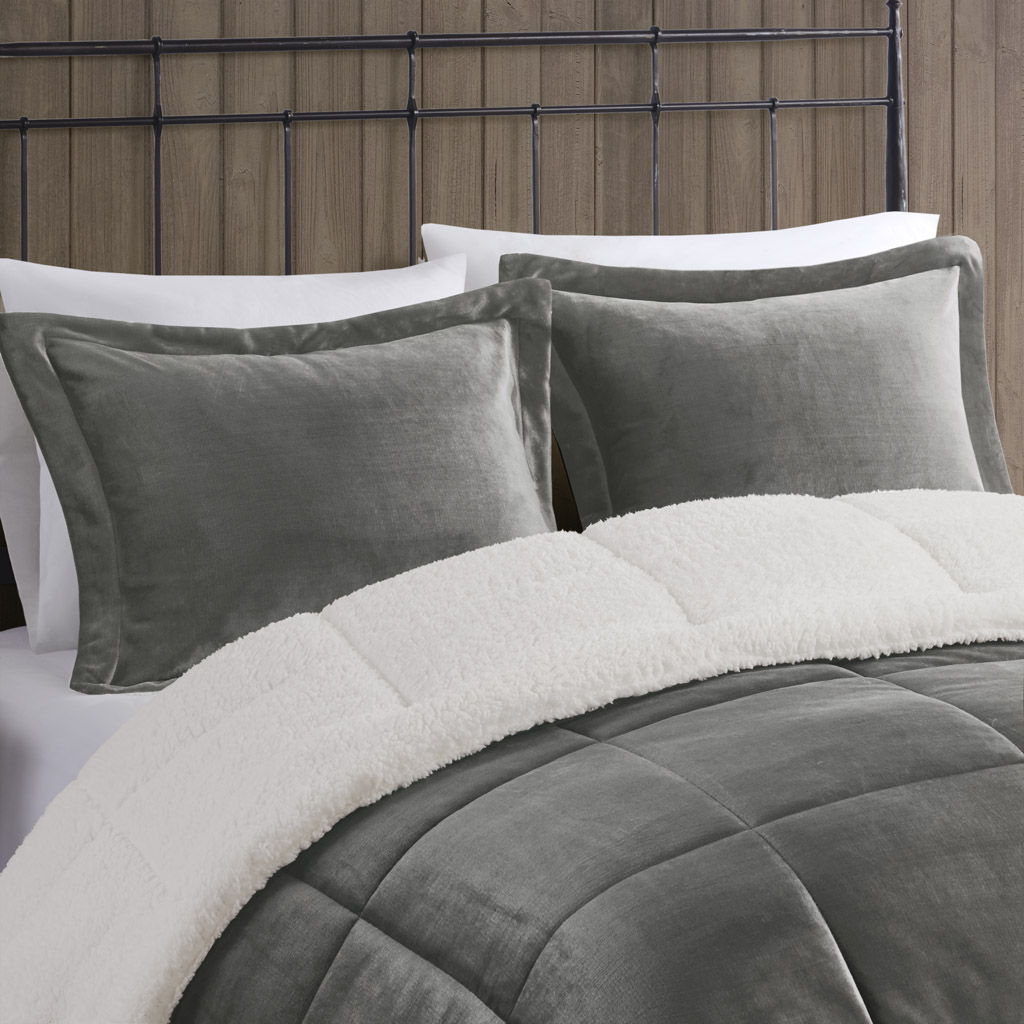 Alton - Down Alternative Comforter Set - Charcoal / Ivory