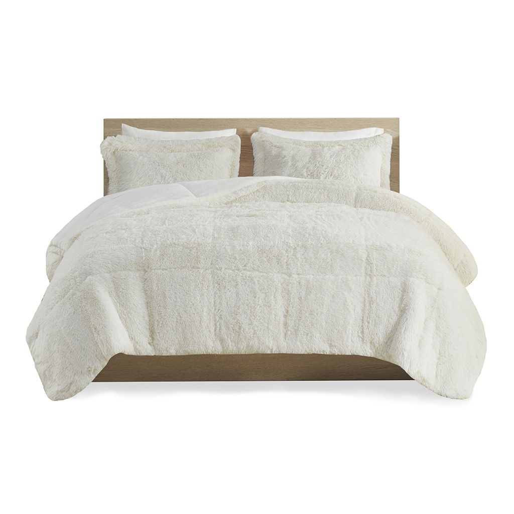 Malea - Shaggy Comforter Mini Set - Ivory
