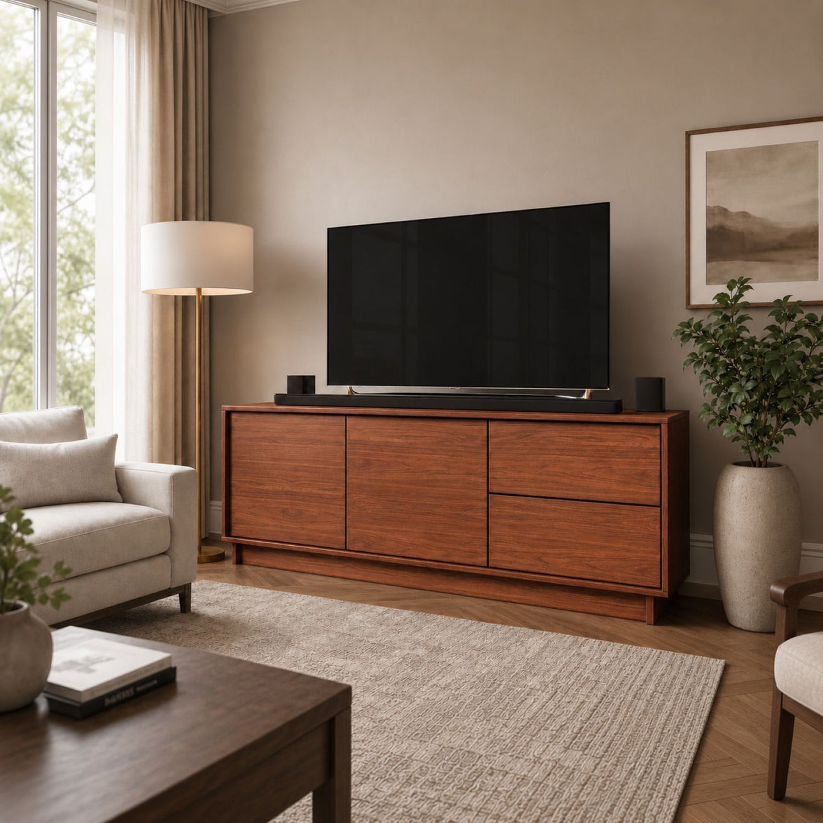 TV Stand For TVs Up To 60" With 2 Doors And 2 Drawers