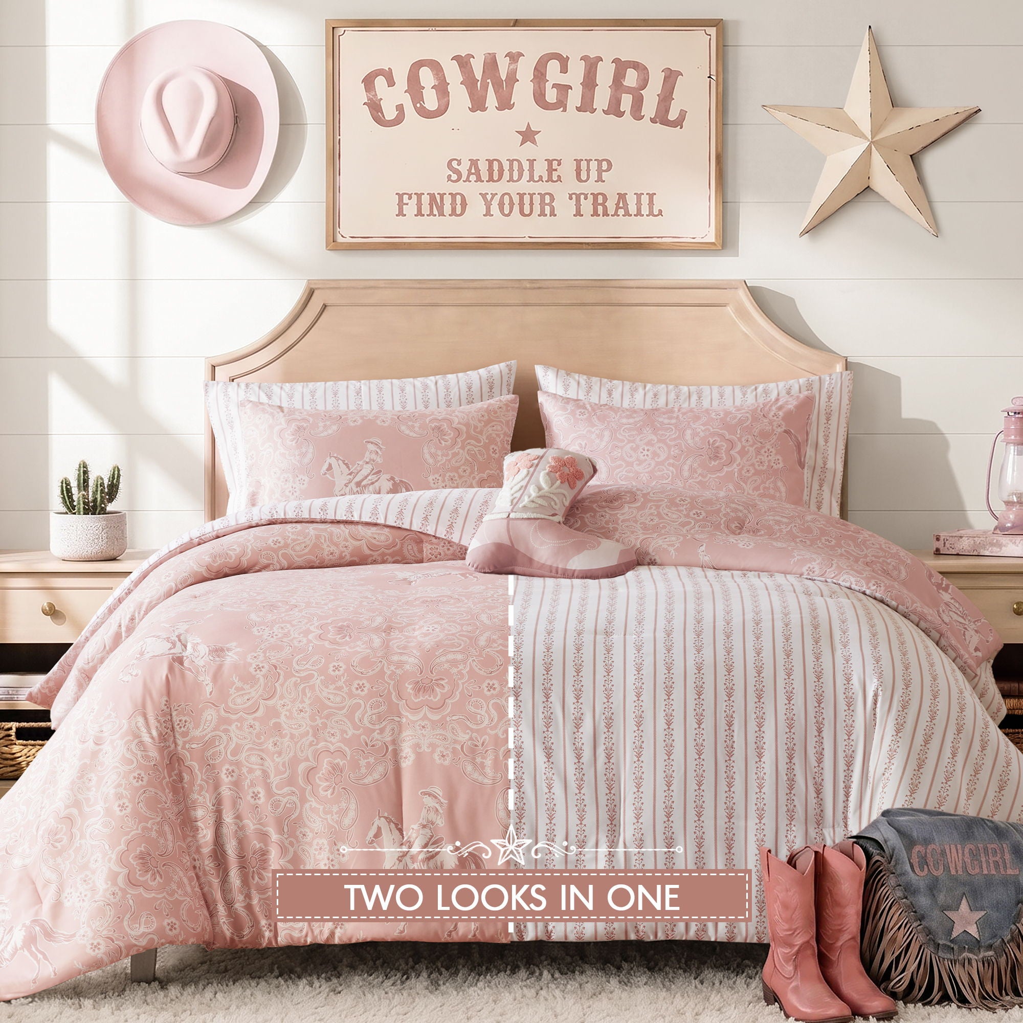 Jesse - Queen Comforter Set - Pink