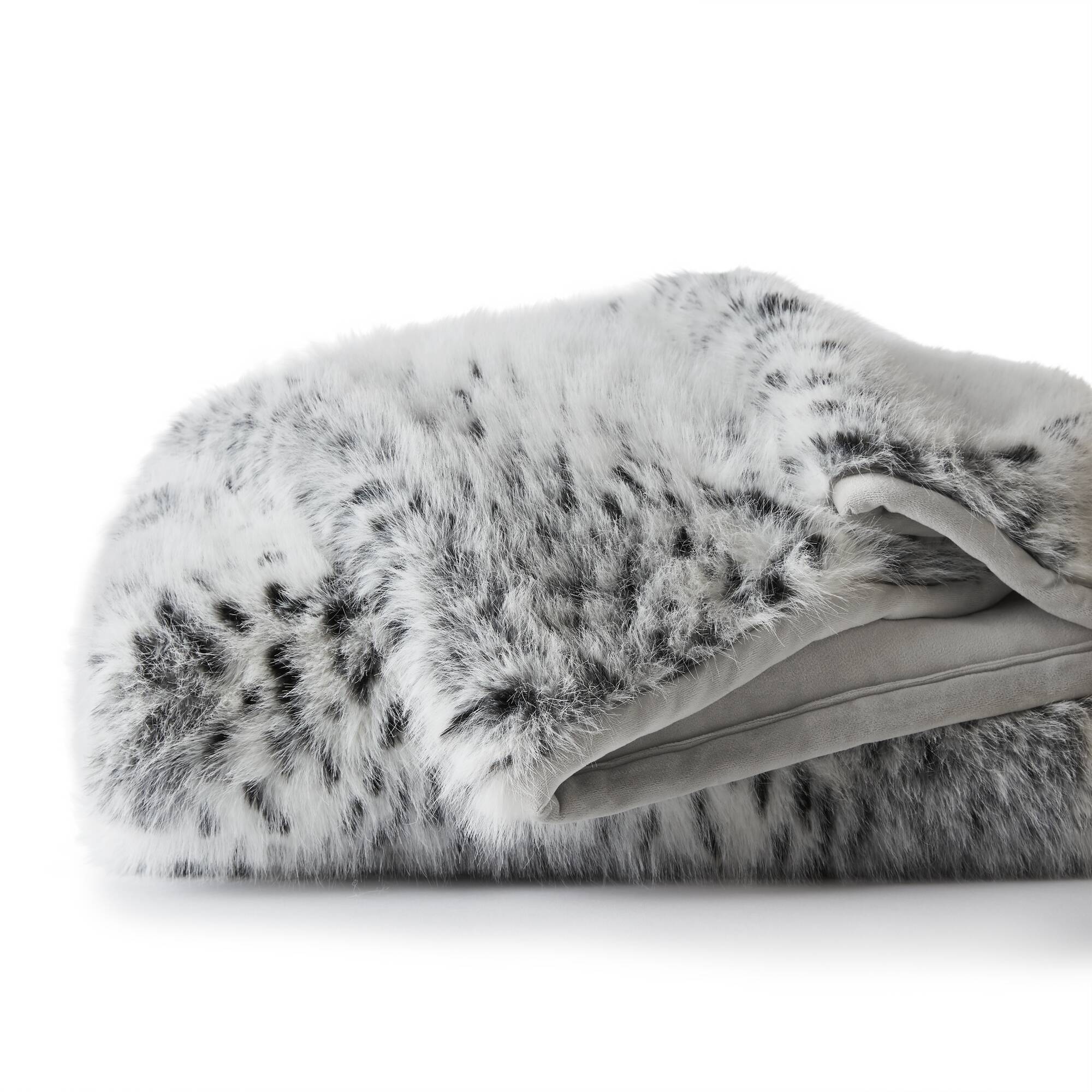 Botswana Animal Print - 60x80" Faux Fur Throw Blanket - Snow Leopard