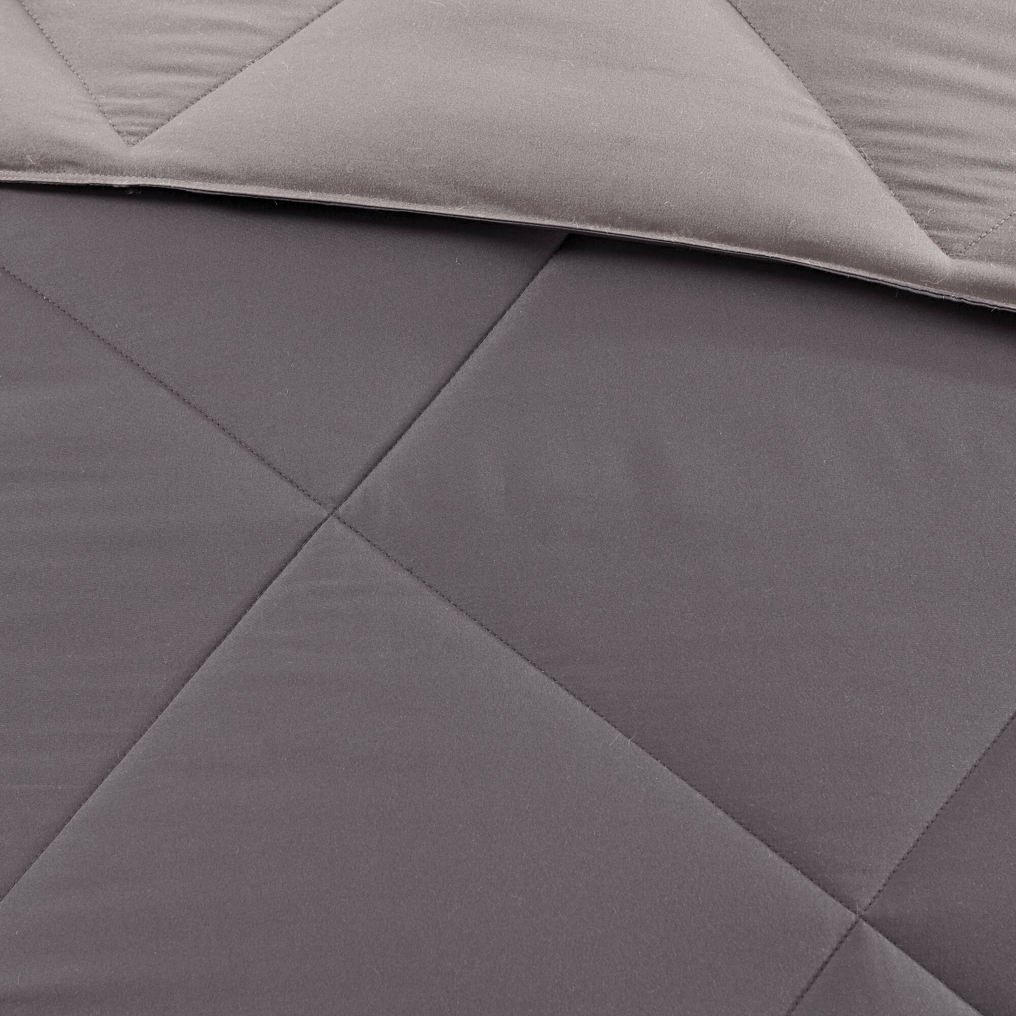 Larkspur - 3M Scotchgard Diamond Quilting Reversible Down Alternative Comforter Set - Charcoal / Gray