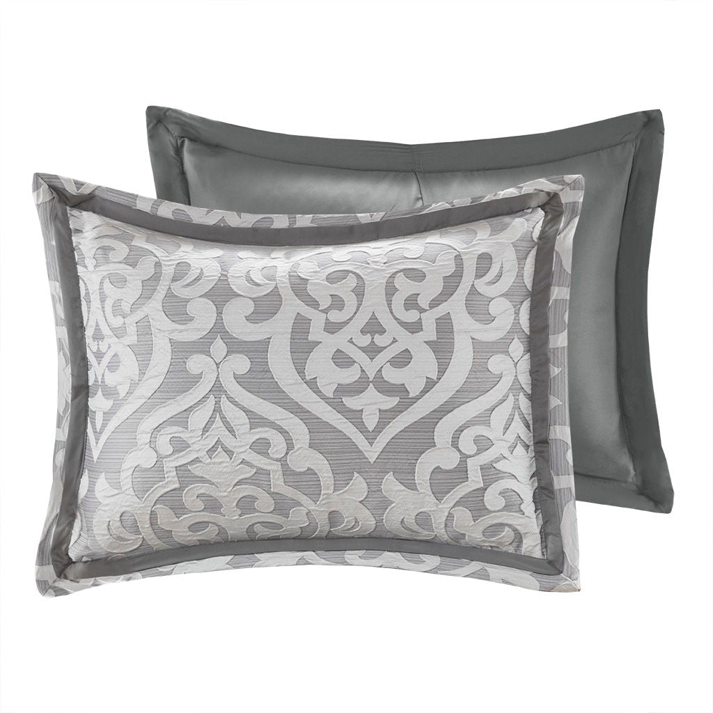 Odette - King 8 Piece Comforter Set - Silver