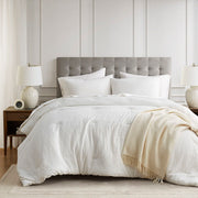 Mina - Full/Queen Waffle Weave Textured Comforter Set - White