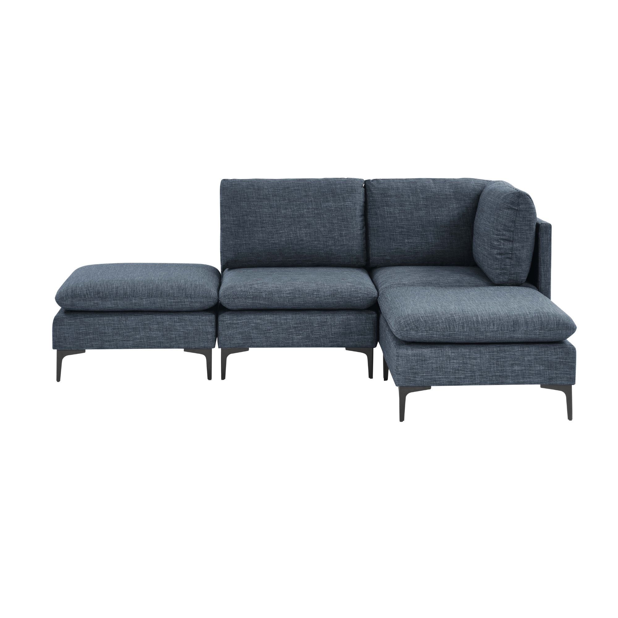 Upholstered Modular Sectional With Tall Legs, Medium Firm Seat