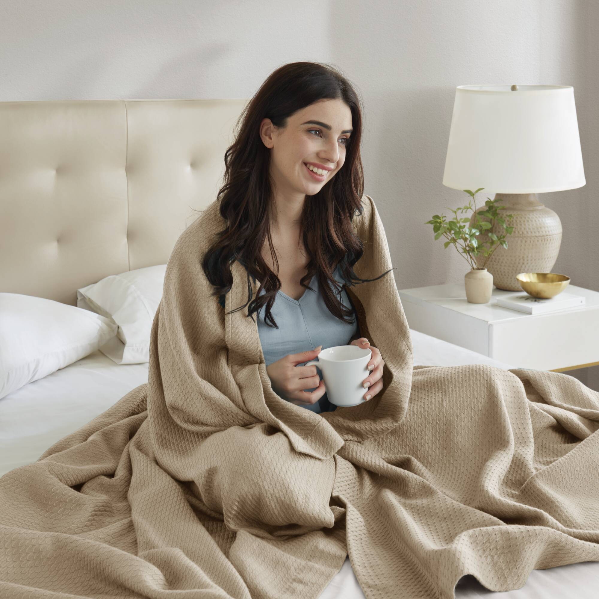 Egyptian Cotton - Full Blanket - Khaki
