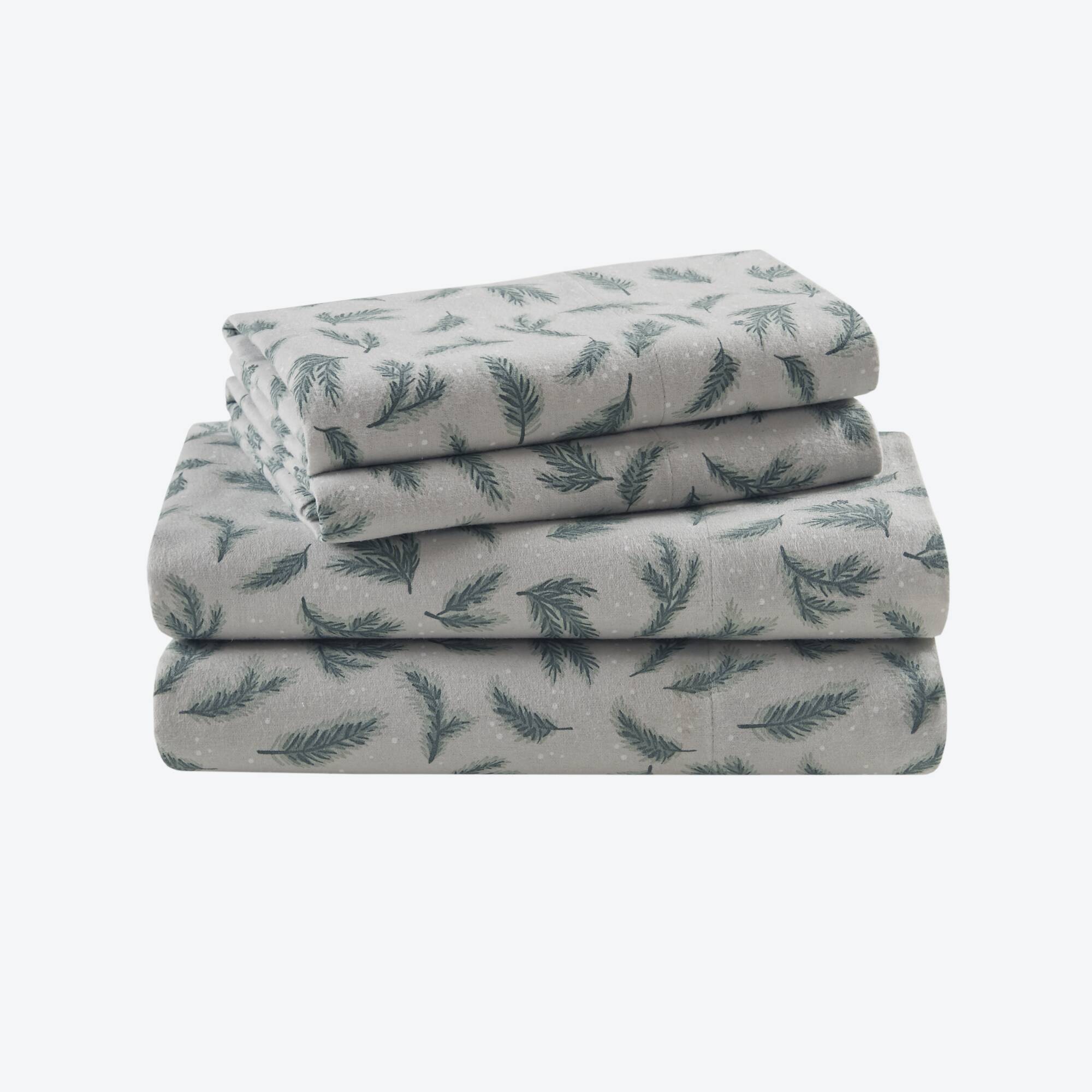 Flannel - California King 100% Flannel Printed Sheet Set - Pine Branches